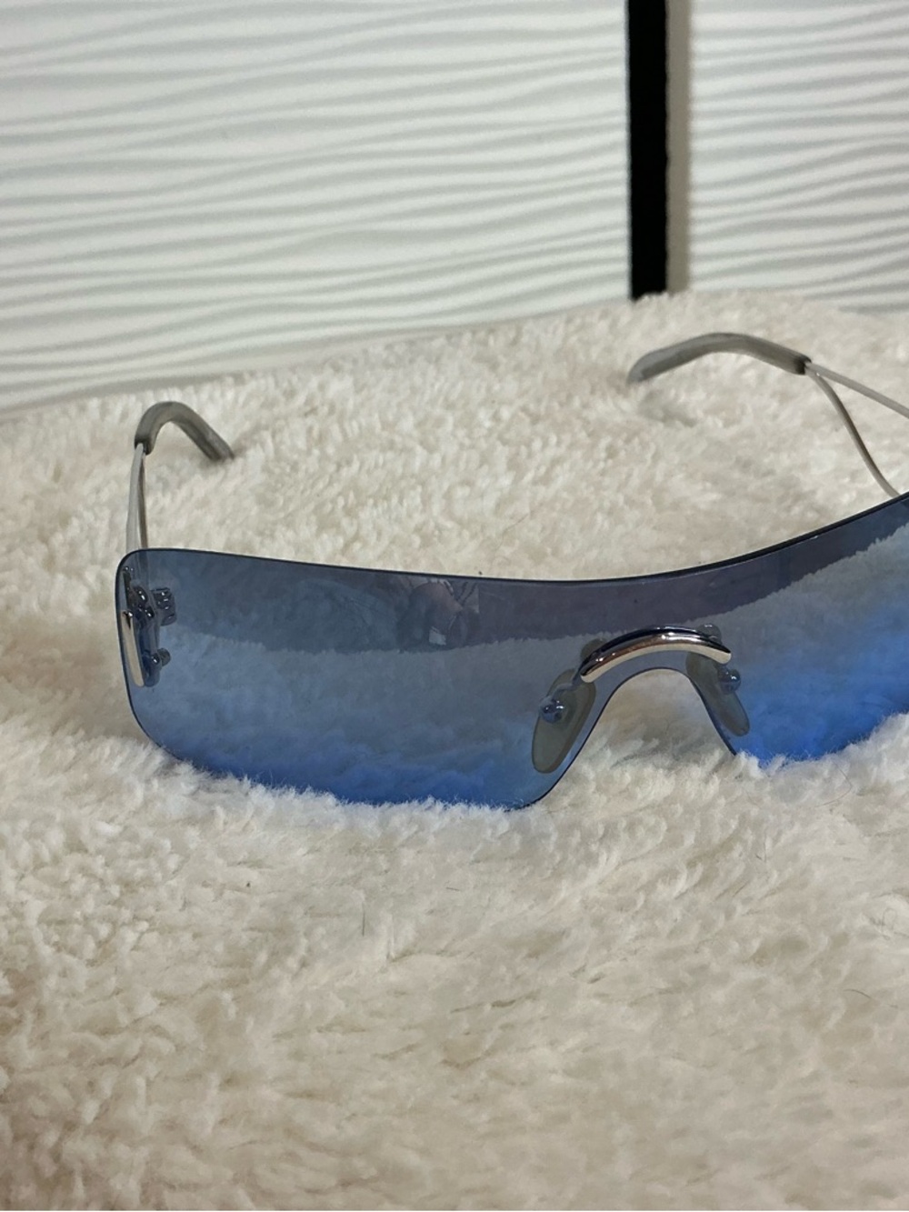 Dior Women's Blue Rimless Shield Sunglasses